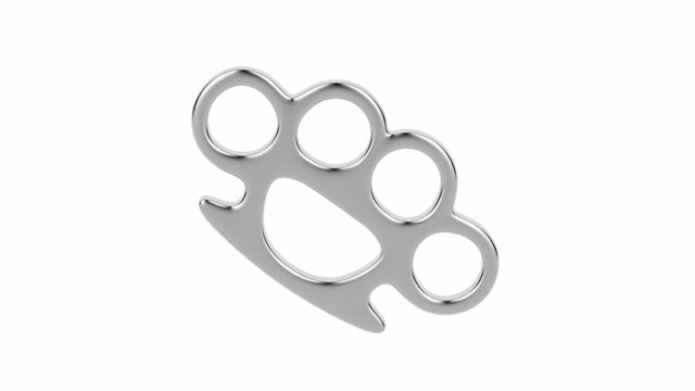 Brass knuckles spin on white background