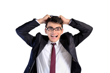 Isolated young business man