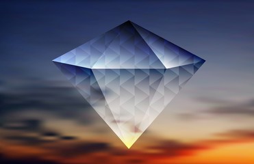 Abstract shiny diamond on the sky background