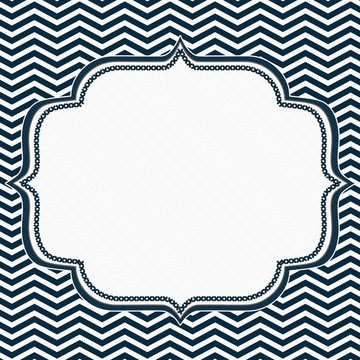 Navy Blue and White Chevron Frame with Embroidery Background