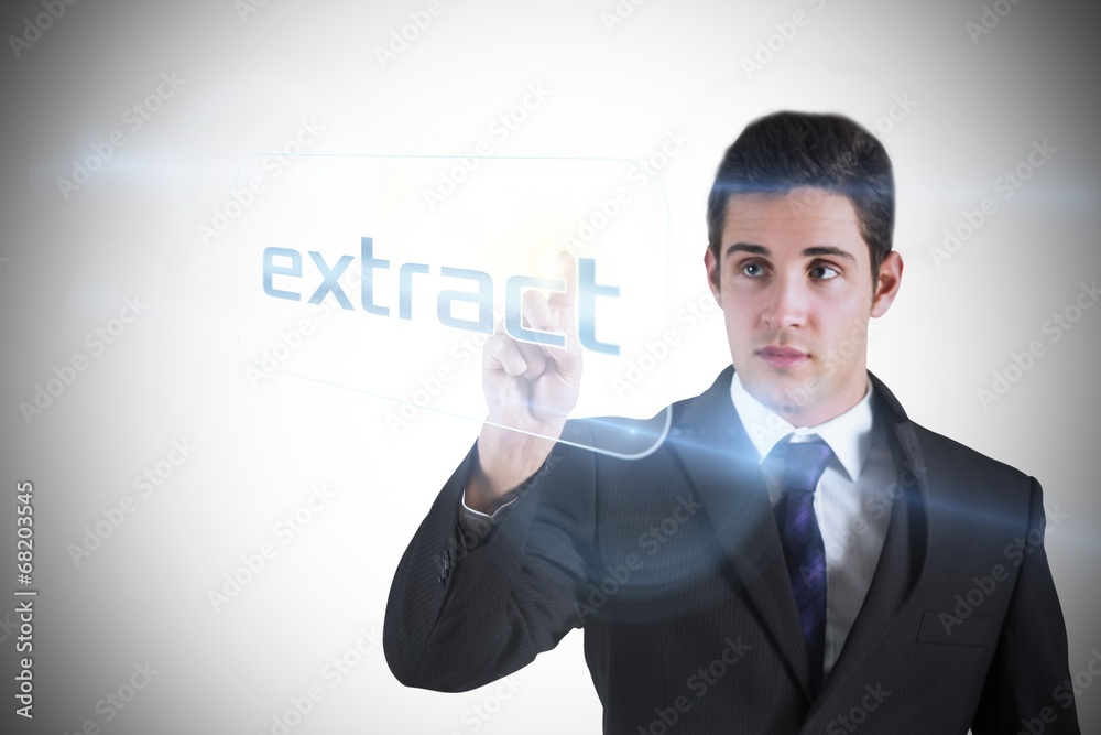 Poster businessman pointing to word extract