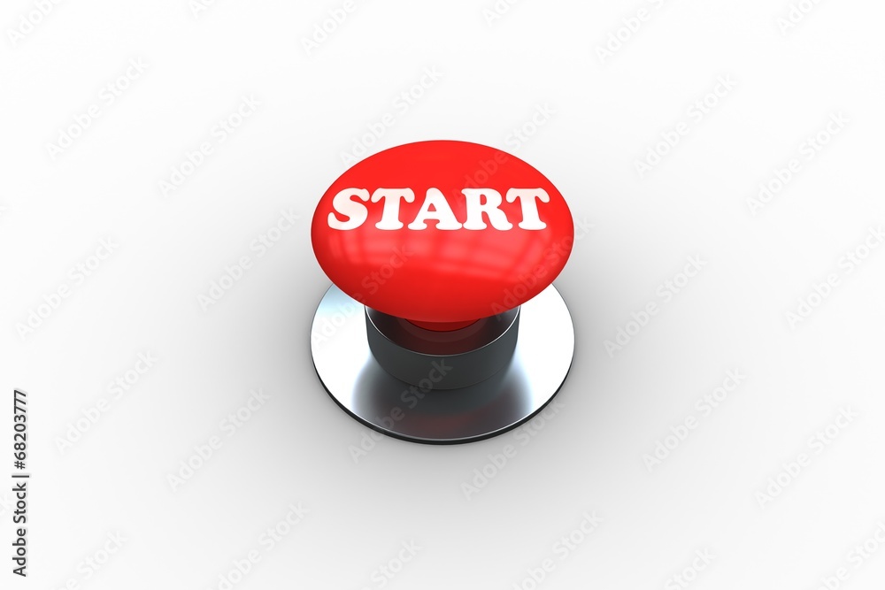 Poster Start on digitally generated red push button