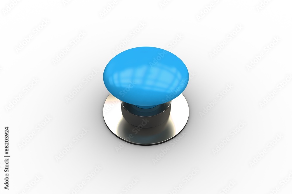 Poster Digitally generated shiny blue push button