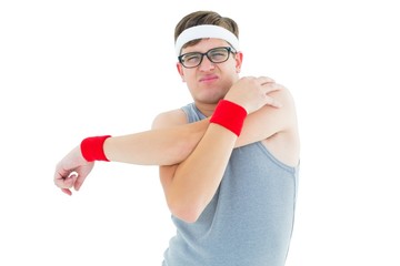 Geeky hipster posing in sportswear