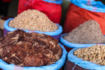 Various spices at the market Marrakech, Morocco