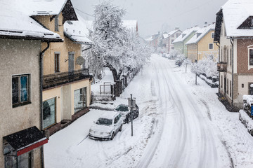 Fototapeta premium Snowy town