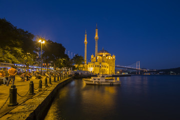  Ortakoy Mosque at night in Istanbul, Turkey