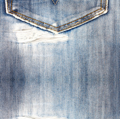 Old jeans background with hole in the style scrapbook