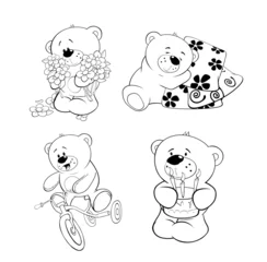 Wandaufkleber A set of bears. Coloring book © liusa