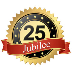 Jubilee button with banners - 25 years