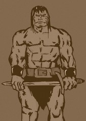 Fototapeta na wymiar Vintage muscular barbarian