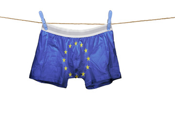 Underwear with the Europe flag on a string