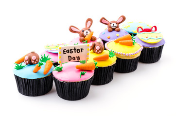 Easter cupcakes isolated white background