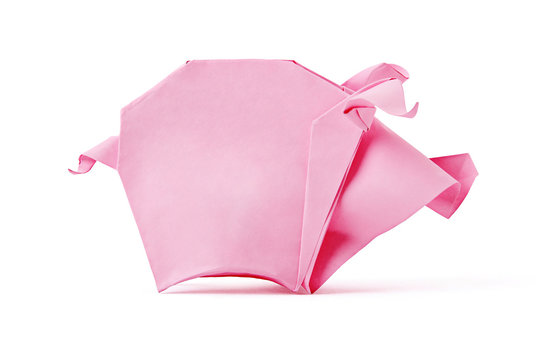 Origami pink pig