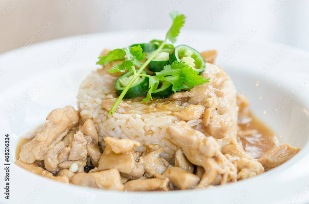 Canvas Prints chicken with brown sauce on rice