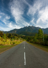 Fototapeta premium Road leading to Mt Kinabalu, Sabah, Malaysia, Borneo