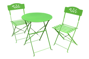 table de jardin et chaises vertes