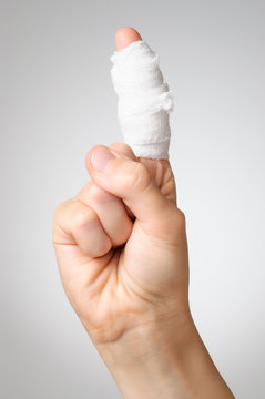 Injured Finger With Bandage