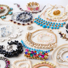 Fashion jewelry on white desk