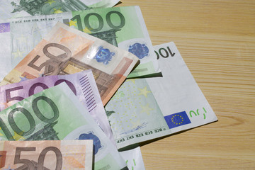 euro banknotes on the table