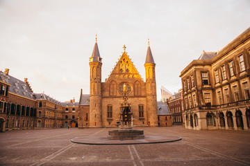 Fototapeta premium Gothic facade of Ridderzaal in Binnenhof, Hague, Netherlands