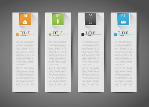 infographic template banners with option steps and shadows