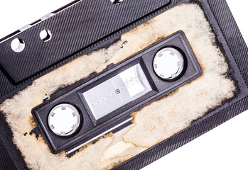 close up of a vintage audio tape