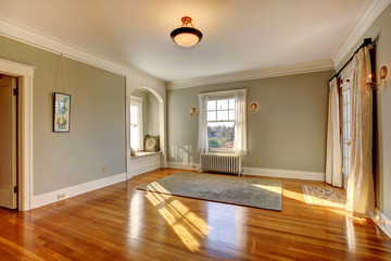 Empty room with cozy window bench