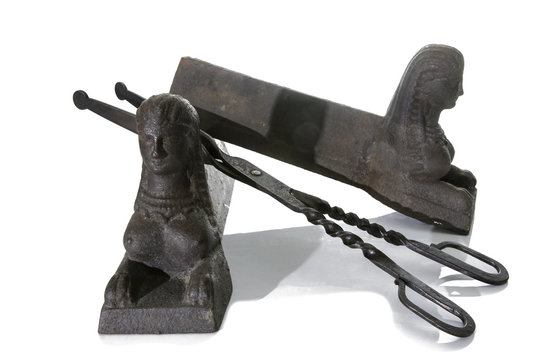 Old Metallic Andirons whit Pincers