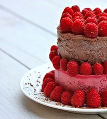 Chocolate and Raspberries Two tiers Ice cream Cake