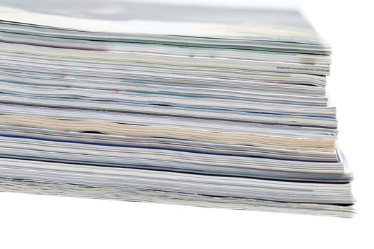 close-ups of stack of colorful magazines