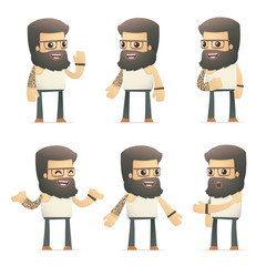 set of tattoo artist character in different poses