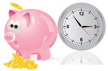 Time, money, concept, pink