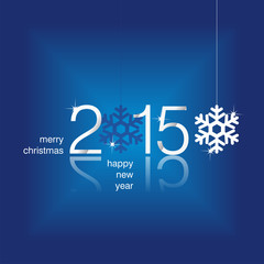 Silver 2015 snowflakes square light blue background