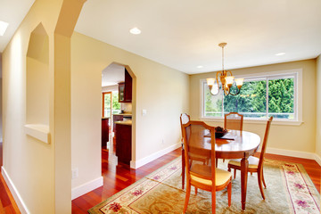 Bright dining room in soft ivory color