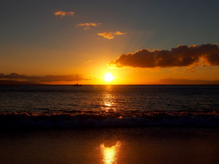 Sunset over the waters of Maui