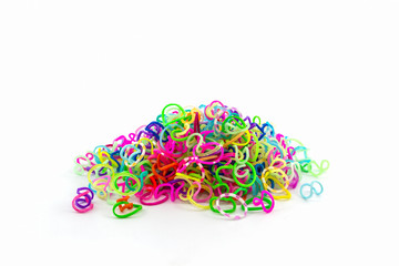 Group of elastic rainbow loom bands