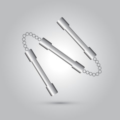 Illustration of nunchaku weapon, cartoon vector