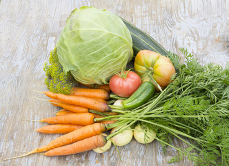 Vegetables on a wooden table