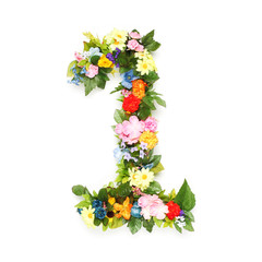 Numbers made of leaves and flowers