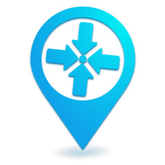 Obraz premium point de rassemblement sur symbole localisation bleu