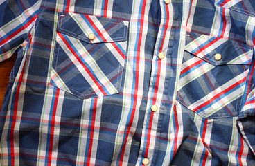 close up of vintage male shirt, Checkered pattern