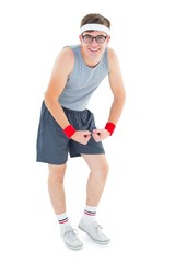 Geeky hipster posing in sportswear