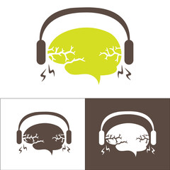 Image of the brain with headphones