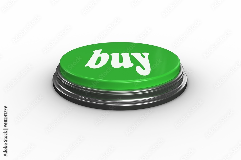 Poster Buy on digitally generated green push button