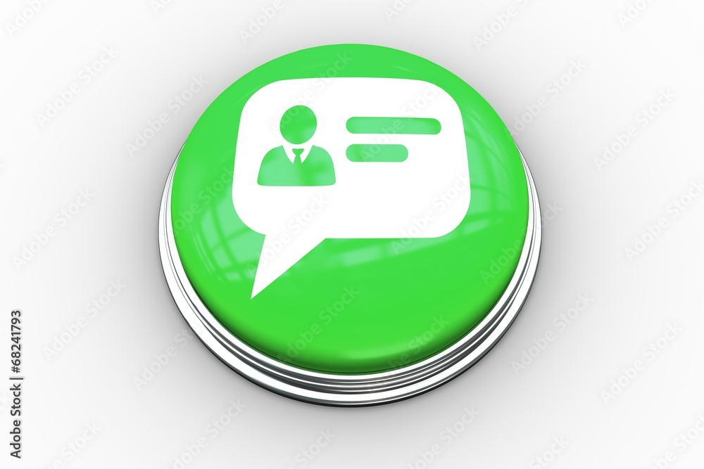 Poster Composite image of speech bubble business card graphic on button
