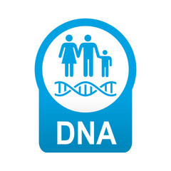 Etiqueta tipo app azul redonda DNA