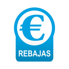 Obraz premium Etiqueta tipo app azul redonda REBAJAS