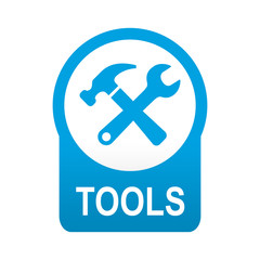 Etiqueta tipo app azul redonda TOOLS