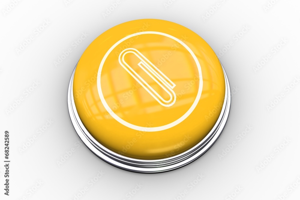 Poster paperclip graphic on yellow push button